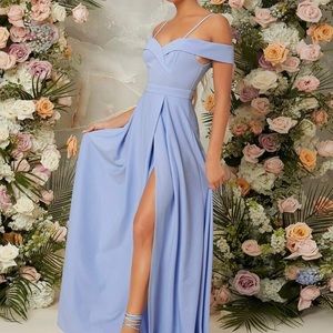 Off the Shoulder Thigh Split Dress